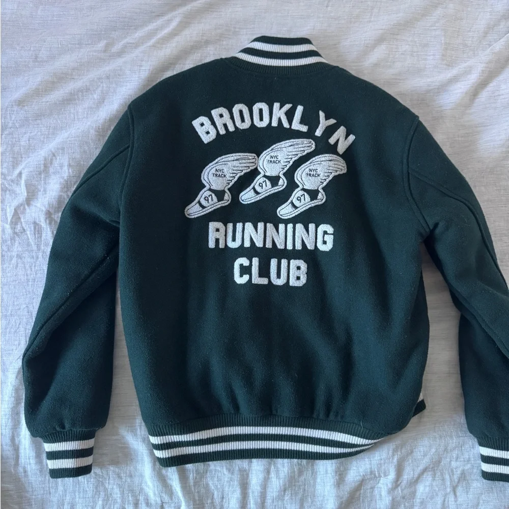 Only NY Green Varsity Jacket with White Accents - Picture 2 of 4